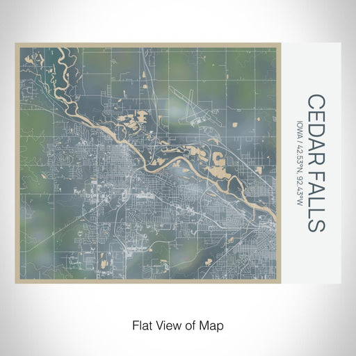 Rendered View of Cedar Falls Iowa Map on 20oz Stainless Steel Insulated Bottle with Bamboo Top with printed afternoon style map