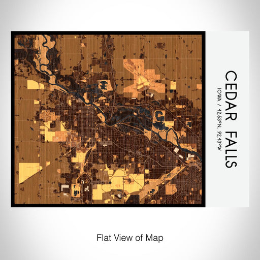 Rendered View of Cedar Falls Iowa Map on 20oz Stainless Steel Insulated Bottle with Bamboo Top with printed ember style map