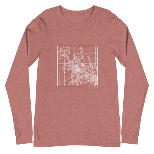 Cedar Falls Iowa  Map Unisex Long-Sleeve T-shirt with City inscription in Heather Mauve