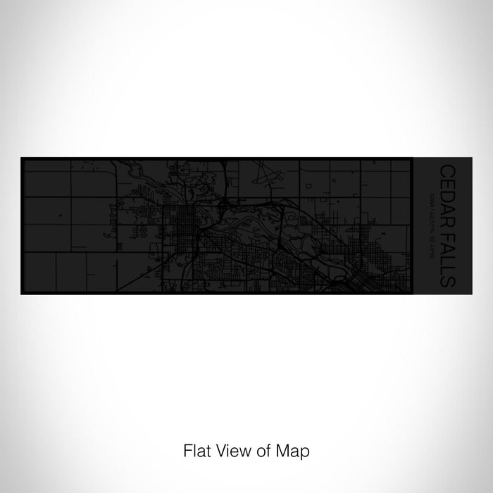 Rendered View of Cedar Falls Iowa Map on 10oz Stainless Steel Insulated Cup in Matte Black with Sliding Lid