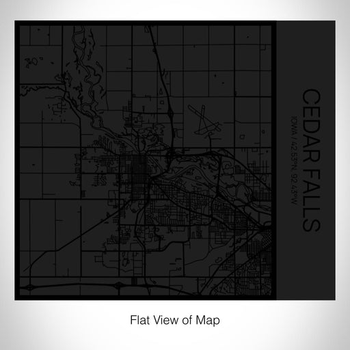 Rendered View of Cedar Falls Iowa Map on 17oz Stainless Steel Insulated Tumbler in Matte Black with Tactile Lines