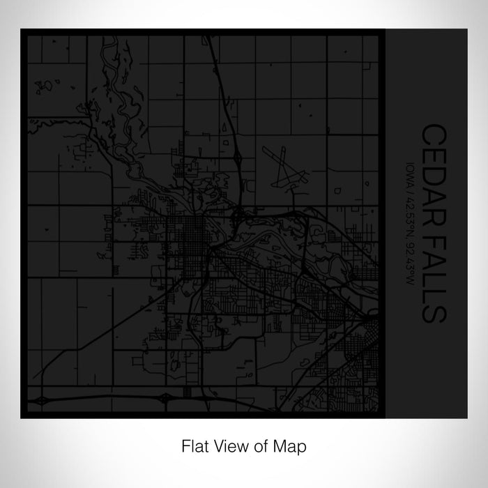 Rendered View of Cedar Falls Iowa Map on 17oz Stainless Steel Insulated Tumbler in Matte Black with Tactile Lines