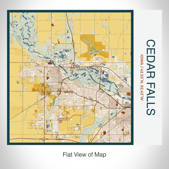 Rendered View of Cedar Falls Iowa Map on 17oz Stainless Steel Insulated Tumbler in Woodblock Map Style