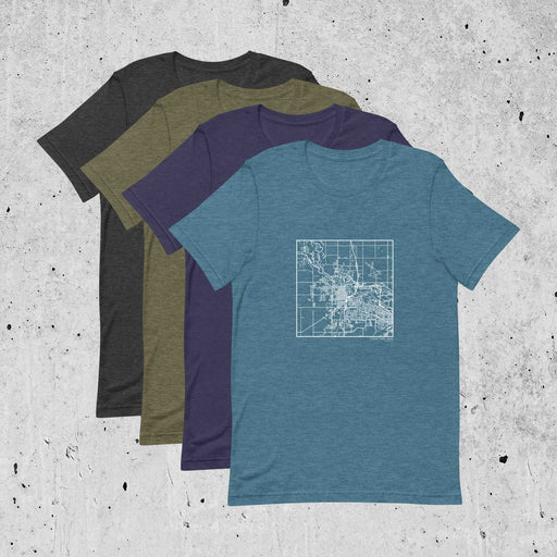 Cedar Falls Iowa  Map Unisex T-Shirts in Multiple Colors