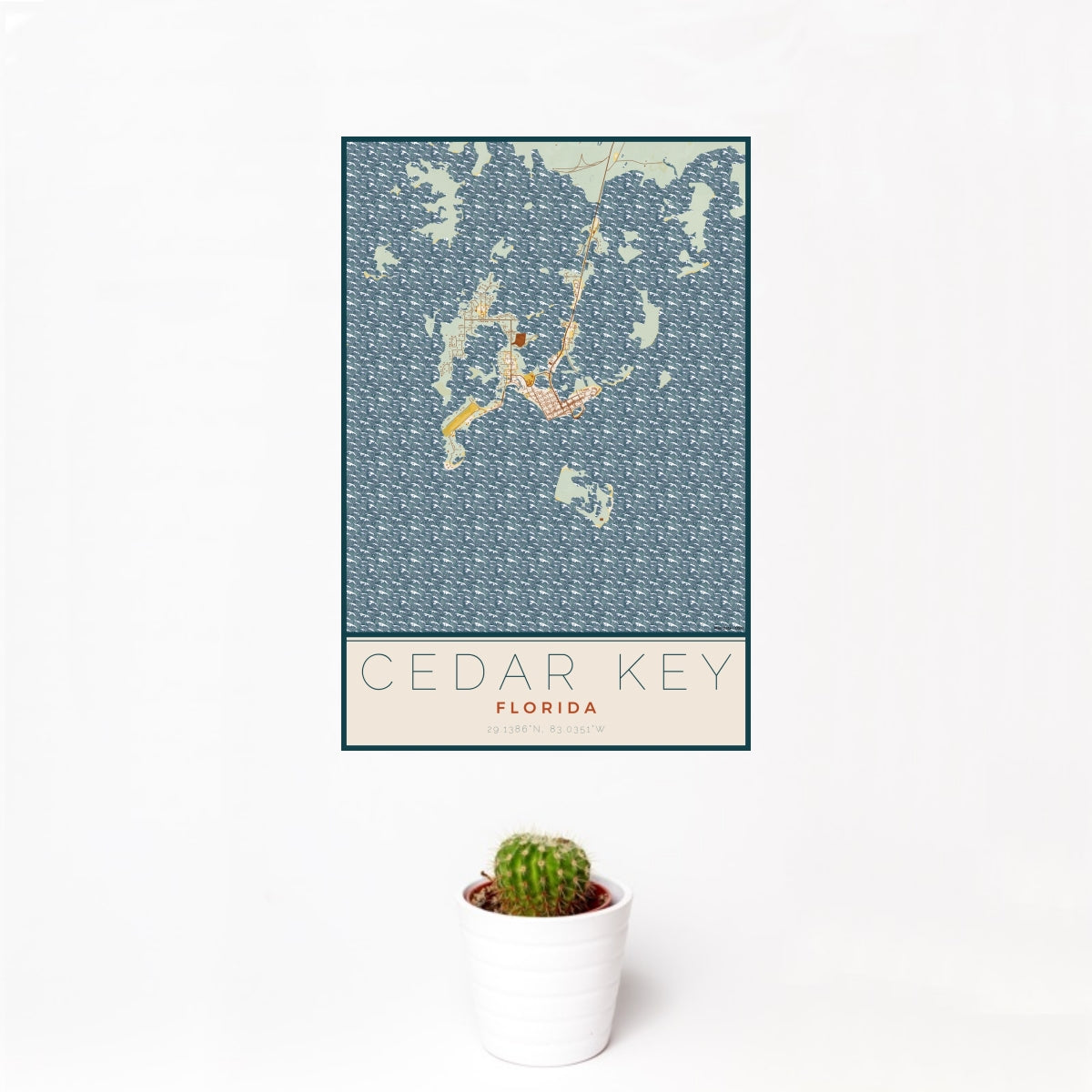 Cedar Key Fl Map Cedar Key - Florida Map Print in Woodblock — JACE Maps