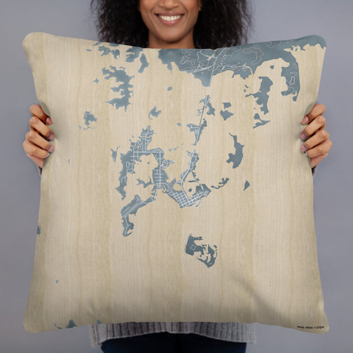 Person holding 22x22 Custom Cedar Key Florida Map Throw Pillow in Afternoon