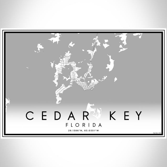 Cedar Key Florida Map Print Landscape Orientation in Classic Style With Shaded Background
