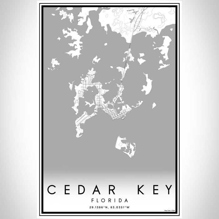 Cedar Key Florida Map Print Portrait Orientation in Classic Style With Shaded Background