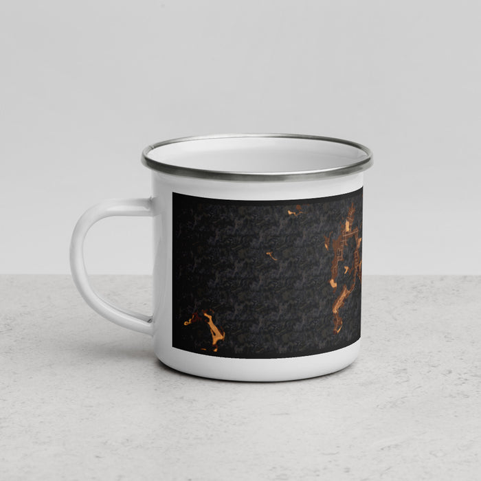 Left View Custom Cedar Key Florida Map Enamel Mug in Ember