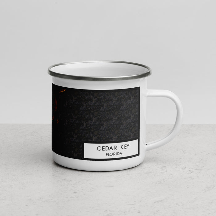 Right View Custom Cedar Key Florida Map Enamel Mug in Ember