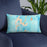 Custom Cedar Key Florida Map Throw Pillow in Watercolor on Blue Colored Chair