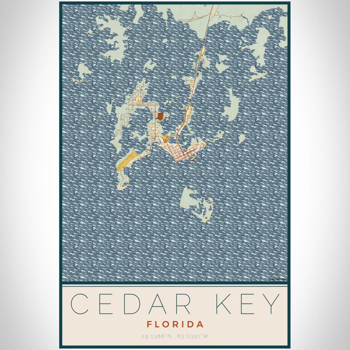 Cedar Key Fl Map Cedar Key - Florida Map Print in Woodblock — JACE Maps