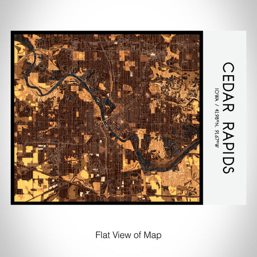 Rendered View of Cedar Rapids Iowa Map on 20oz Stainless Steel Insulated Bottle with Bamboo Top with printed ember style map