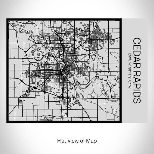 Rendered View of Cedar Rapids Iowa Map on 20oz Stainless Steel Insulated Bottle with Bamboo Top with printed Tactile Lines Map in Black