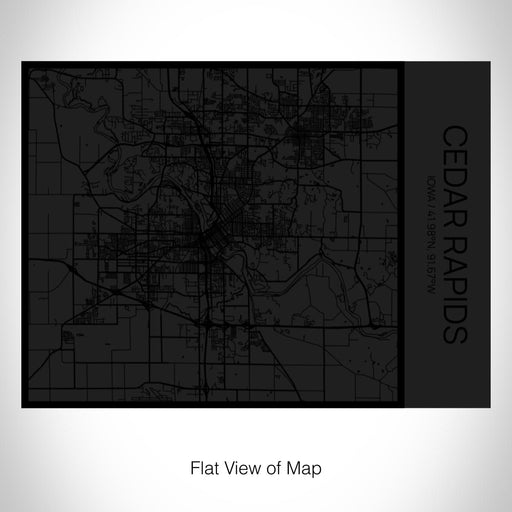 Rendered View of Cedar Rapids Iowa Map on 20oz Stainless Steel Insulated Bottle with Bamboo Top in Matte Black with printed Tactile Lines Map in Black