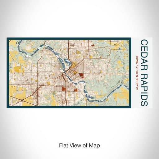 Rendered View of Cedar Rapids Iowa Map on 17oz Stainless Steel Insulated Bottle with printed woodblock style map