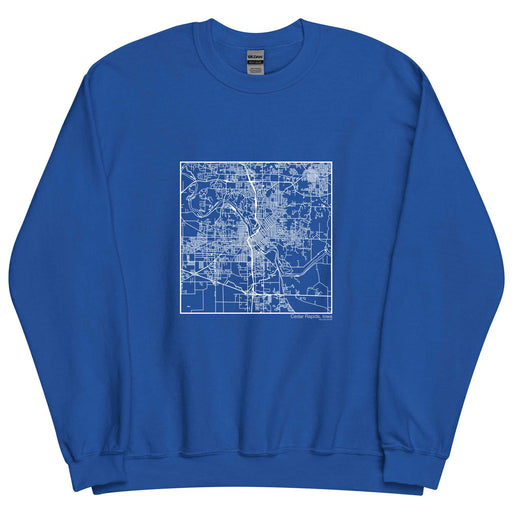 Cedar Rapids Iowa  Map Unisex Crewneck Sweater with City inscription in Royal Blue