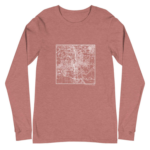 Cedar Rapids Iowa  Map Unisex Long-Sleeve T-shirt with City inscription in Heather Mauve