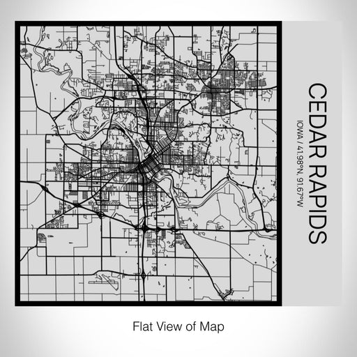 Rendered View of Cedar Rapids Iowa Map on 17oz Stainless Steel Insulated Tumbler in Tactile Lines with Succulent in Background