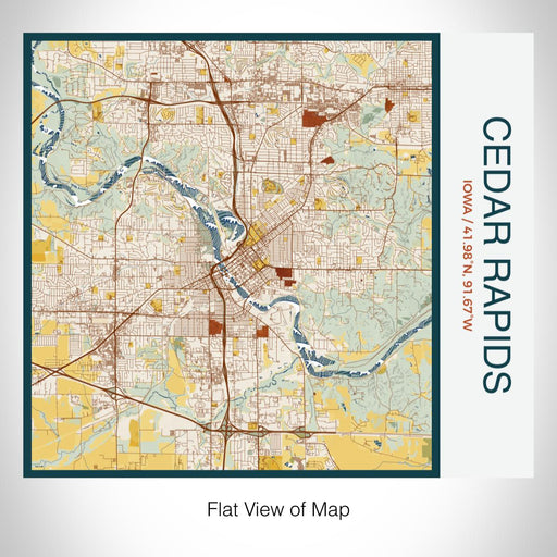 Rendered View of Cedar Rapids Iowa Map on 17oz Stainless Steel Insulated Tumbler in Woodblock Map Style