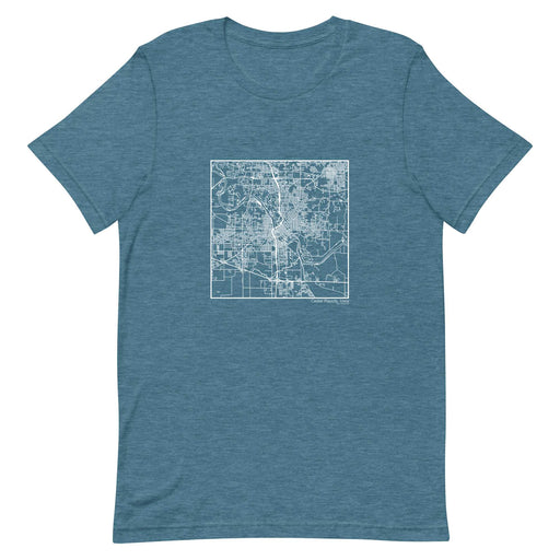 Cedar Rapids Iowa  Map Unisex T-Shirt with City inscription in Heather Teal