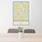 24x36 Cedartown Georgia Map Print Portrait Orientation in Woodblock Style Behind 2 Chairs Table and Potted Plant