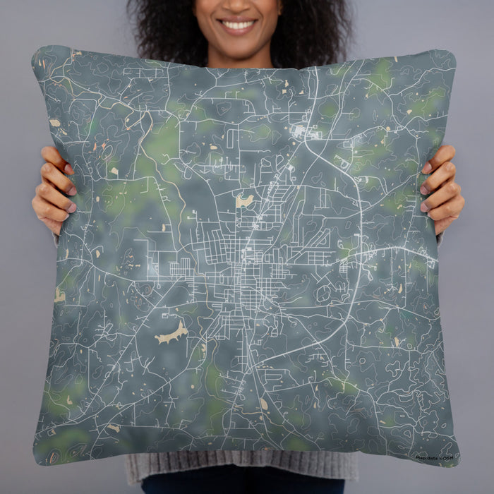 Person holding 22x22 Custom Cedartown Georgia Map Throw Pillow in Afternoon