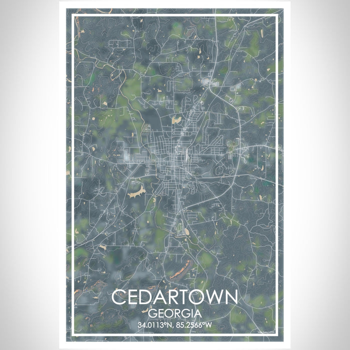 Cedartown Georgia Map Print Portrait Orientation in Afternoon Style With Shaded Background