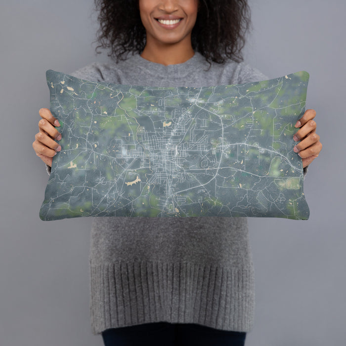 Person holding 20x12 Custom Cedartown Georgia Map Throw Pillow in Afternoon