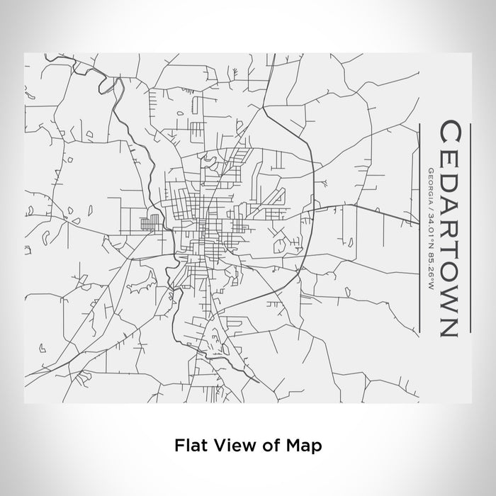 Rendered View of Cedartown Georgia Map Engraving on 20oz Stainless Steel Insulated Bottle with Bamboo Top in White