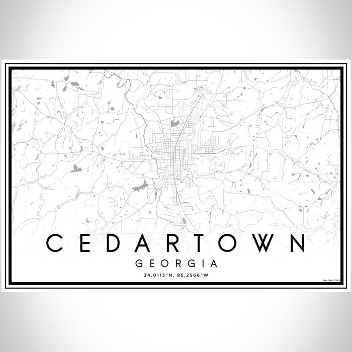 Cedartown Georgia Map Print Landscape Orientation in Classic Style With Shaded Background