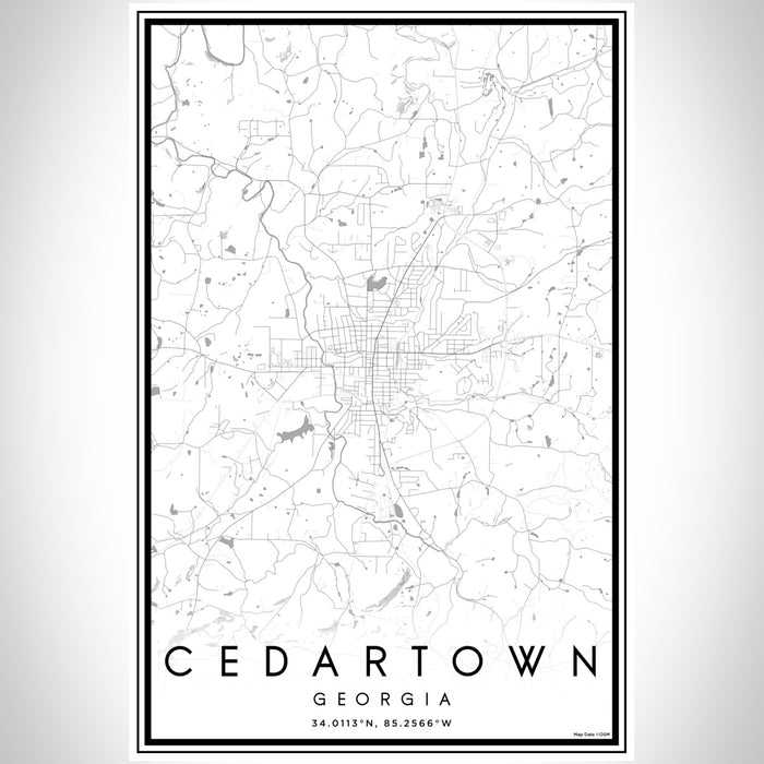 Cedartown Georgia Map Print Portrait Orientation in Classic Style With Shaded Background