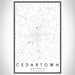 Cedartown Georgia Map Print Portrait Orientation in Classic Style With Shaded Background