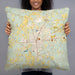 Person holding 22x22 Custom Cedartown Georgia Map Throw Pillow in Woodblock
