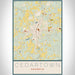 Cedartown Georgia Map Print Portrait Orientation in Woodblock Style With Shaded Background