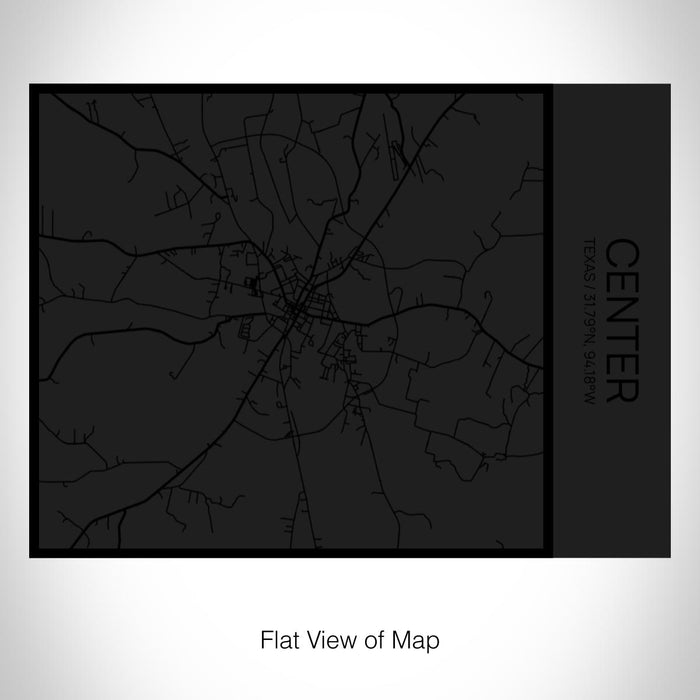 Rendered View of Center Texas Map on 20oz Stainless Steel Insulated Bottle with Bamboo Top in Matte Black with printed Tactile Lines Map in Black