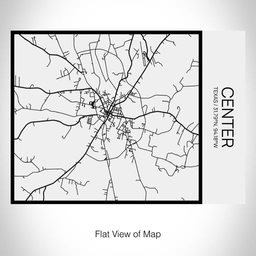 Rendered View of Center Texas Map on 20oz Stainless Steel Insulated Bottle with Bamboo Top in Matte White with printed Tactile Lines Map in Black