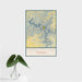 16x24 Center Hill Lake Tennessee Map Print Portrait Orientation in Woodblock Style With Tropical Plant Leaves in Water