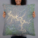 Person holding 22x22 Custom Center Hill Lake Tennessee Map Throw Pillow in Afternoon