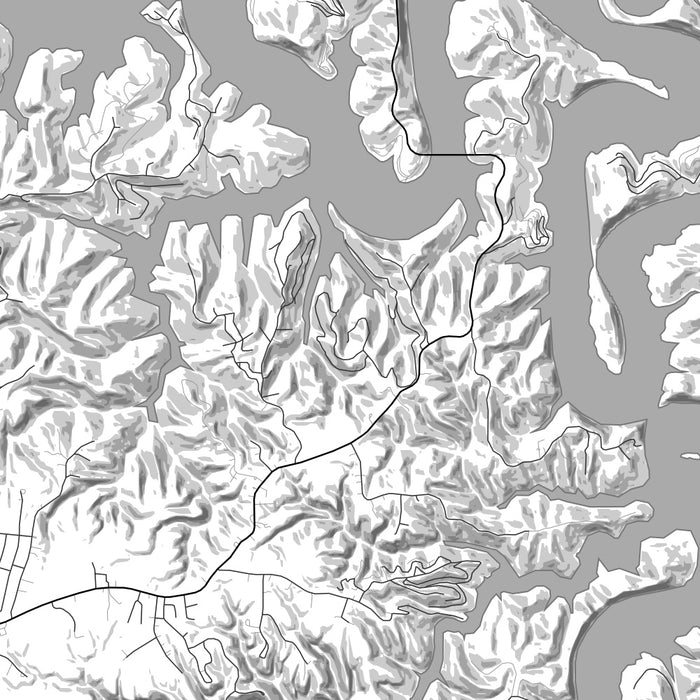 Center Hill Lake Tennessee Map Print in Classic Style Zoomed In Close Up Showing Details