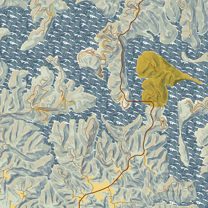 Center Hill Lake Tennessee Map Print in Woodblock Style Zoomed In Close Up Showing Details