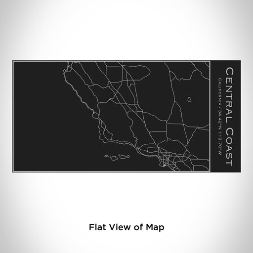 Rendered View of Central Coast California Map Engraving on 17oz Stainless Steel Insulated Cola Bottle in Black