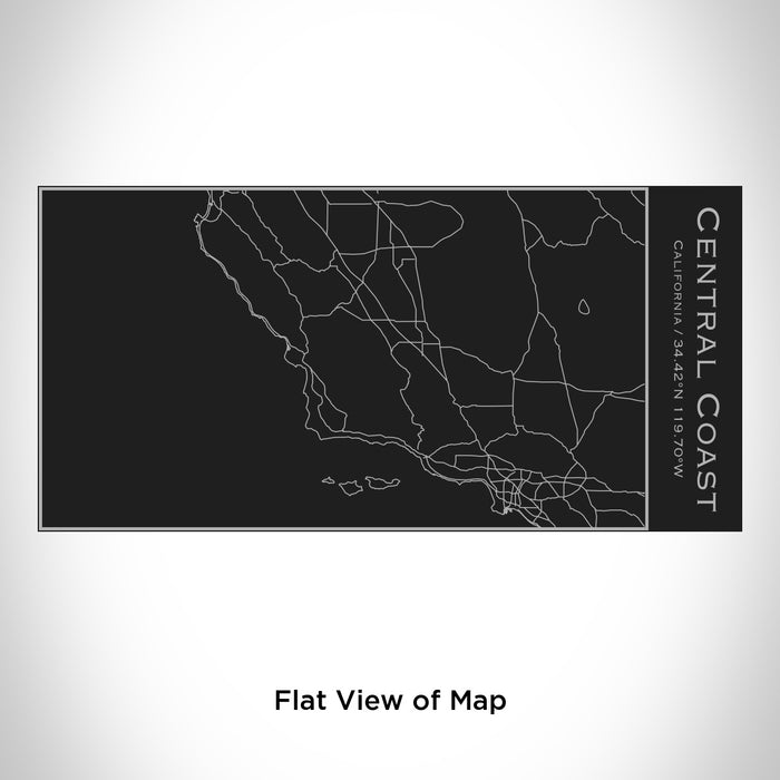 Rendered View of Central Coast California Map Engraving on 17oz Stainless Steel Insulated Cola Bottle in Black