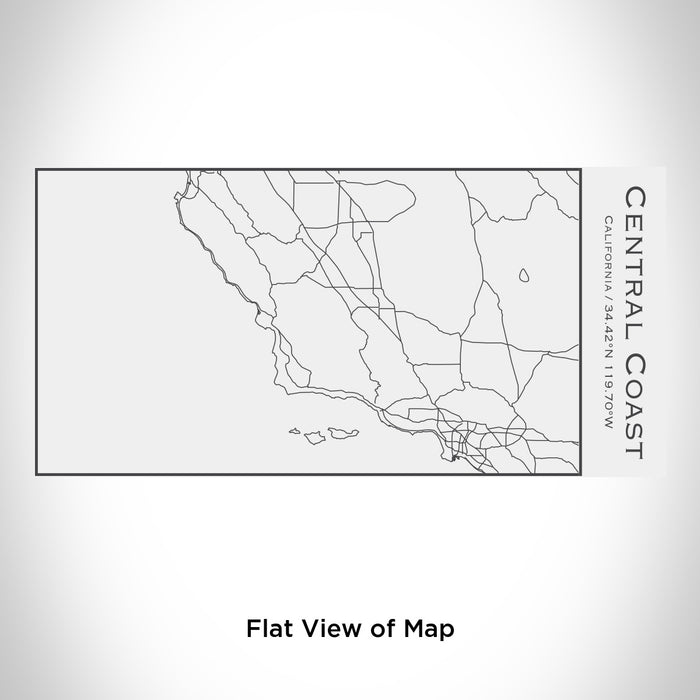 Rendered View of Central Coast California Map Engraving on 17oz Stainless Steel Insulated Cola Bottle in White