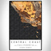 Central Coast California Map Print Portrait Orientation in Ember Style With Shaded Background