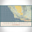 Central Coast California Map Print Landscape Orientation in Woodblock Style With Shaded Background