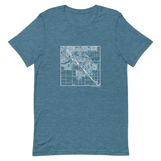 Ceres California  Map Unisex T-Shirt with City inscription in Heather Teal