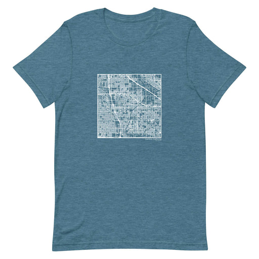 Cerritos California  Map Unisex T-Shirt with City inscription in Heather Teal