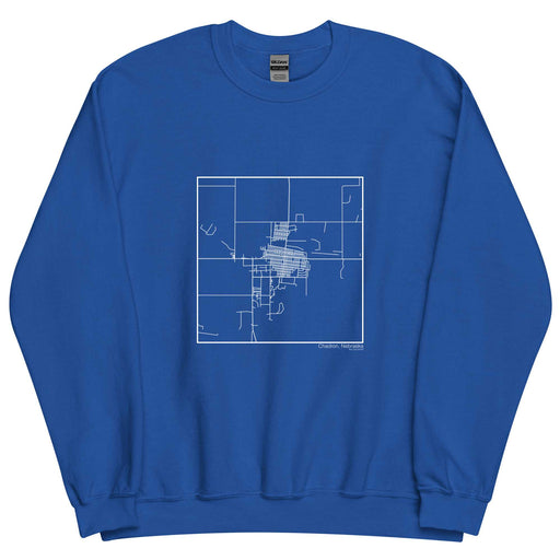 Chadron Nebraska  Map Unisex Crewneck Sweater with City inscription in Royal Blue