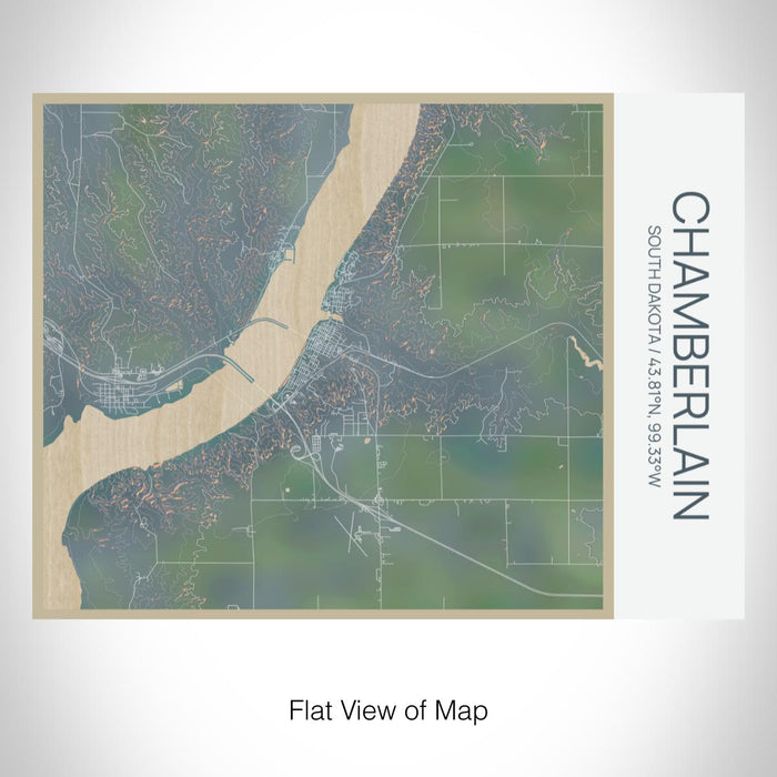 Rendered View of Chamberlain South Dakota Map on 20oz Stainless Steel Insulated Bottle with Bamboo Top with printed afternoon style map